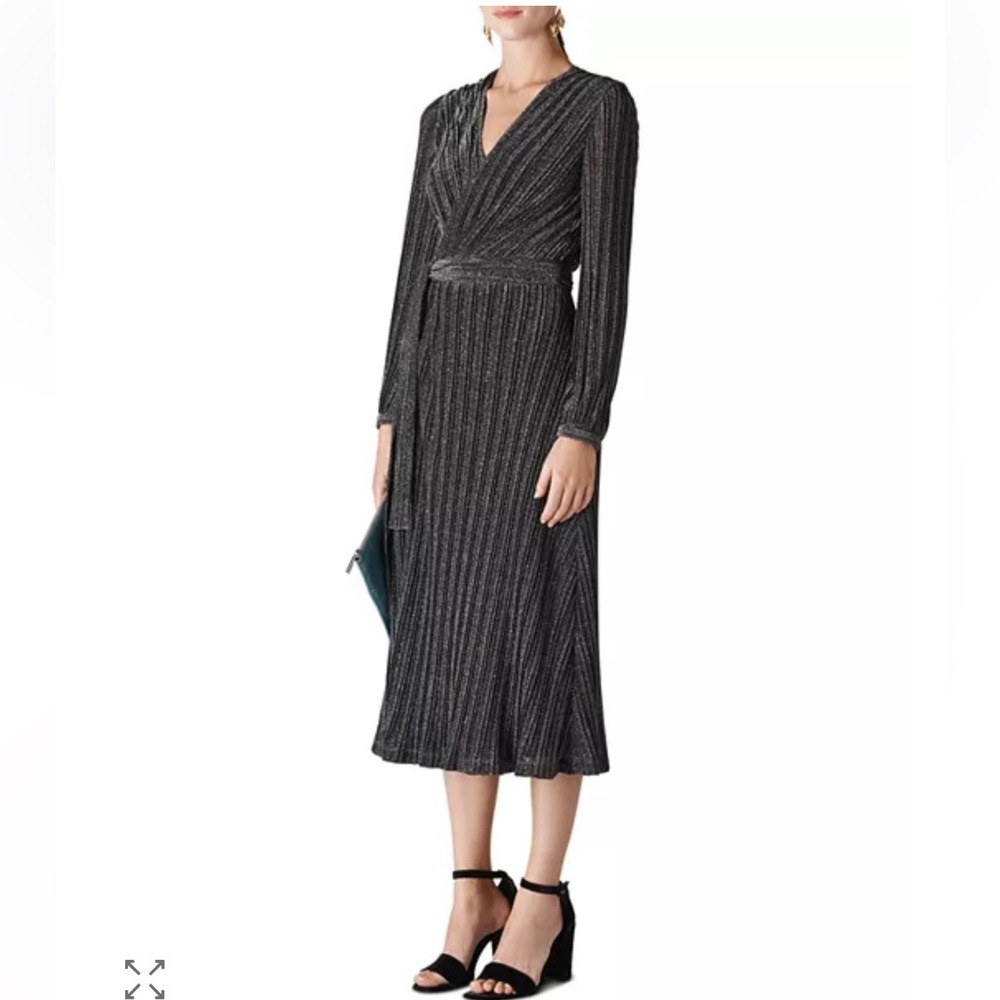 Whistles Maia Sparkle Wrap Dress‎ Size 6 Long Sleeve Stretchy